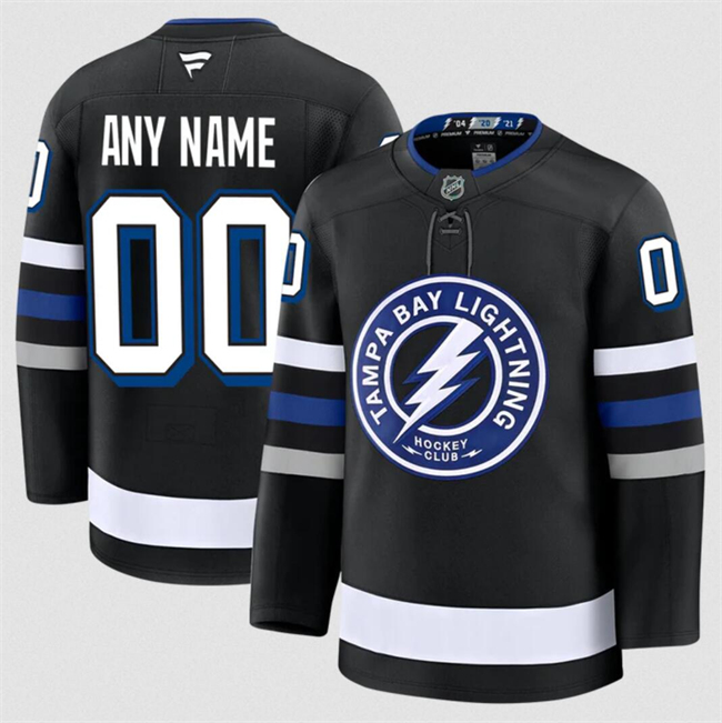 Men's Tampa Bay Lightning Active Player Custom Black 2024-25 Alternate Stitched Hockey Jersey
